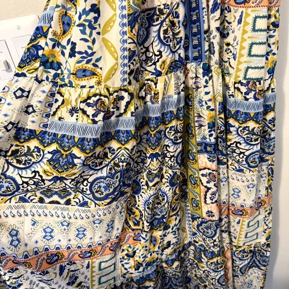 Meet Me In Santorini Boho Patchwork Paisley Open Back Maxi Dress NWT Large - Picture 8 of 10